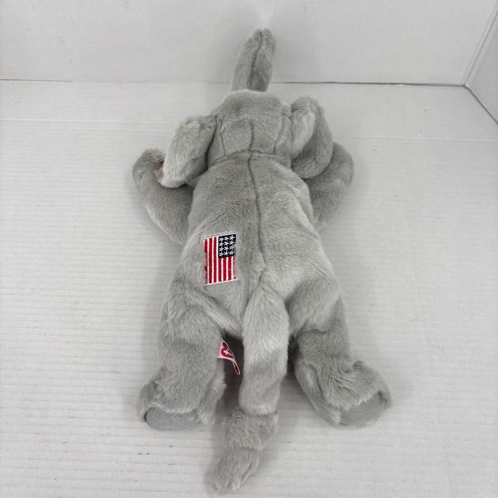 Ty‎ Beanie Buddies Righty Gray Elephant Plush American Flag Vintage 2000 14 Inch - Picture 5 of 11